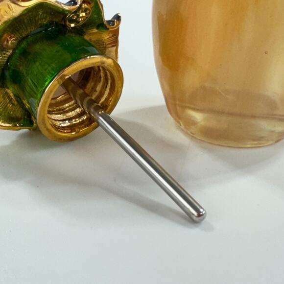 Perfume Bottle With Metal Frog Screw Top Dauber Multicolor Rhinestones Marked R - Picture 14 of 16